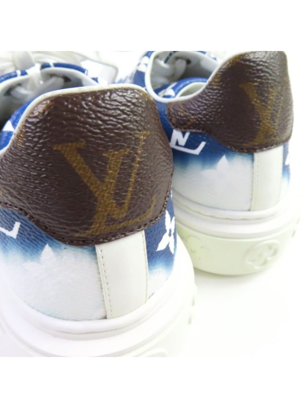Louis Vuitton Time Out Line LV Escale Monogram Leather Sneakers Blue - Picture 8 of 14